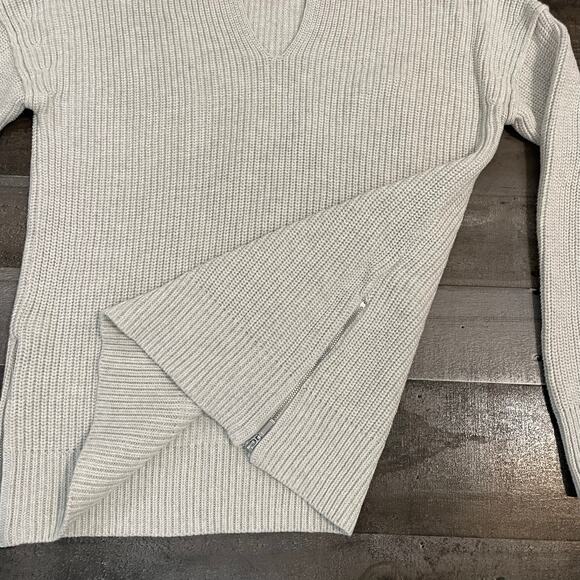 Rachel Zoe Women’s Hooded Sweater Ribbed Knit Pullover sz S Neutral Cream Gray - Picture 7 of 11